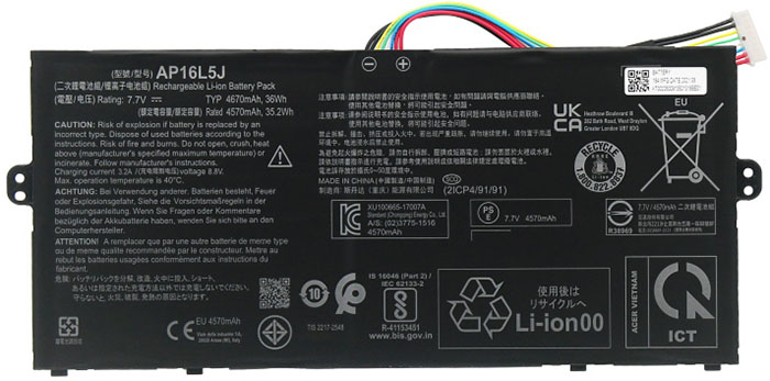 Laptop Battery Replacement for ACER AP16L5J 